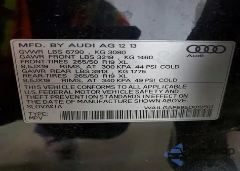 2014 Audi Q7 Premium Plus from USA, damaged, VIN WA1LGAFE9ED012501